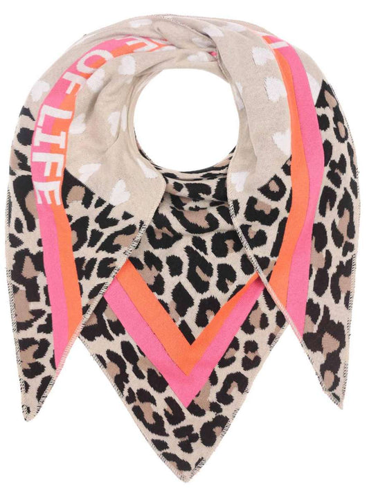 💕 Zwillingsherz Dreieckstuch "Wild Side of Life" Baumwolle Beige Orange Pink