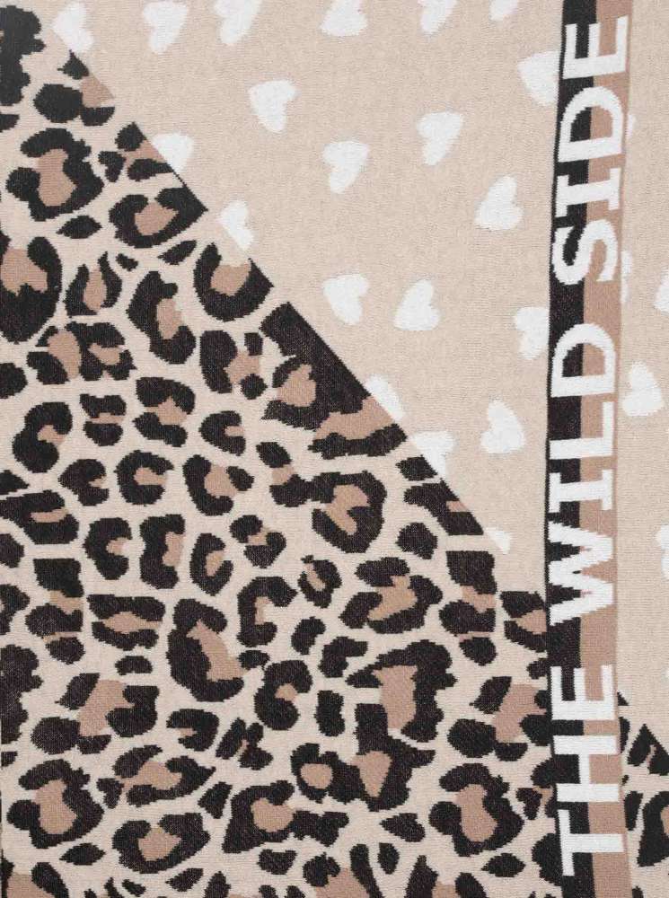 💕 Zwillingsherz Dreieckstuch "Wild Side of Life" Baumwolle Beige