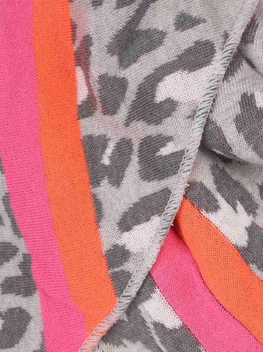 💕 Zwillingsherz Dreieckstuch "Wild Side of Life" Baumwolle Hellgrau Orange Pink