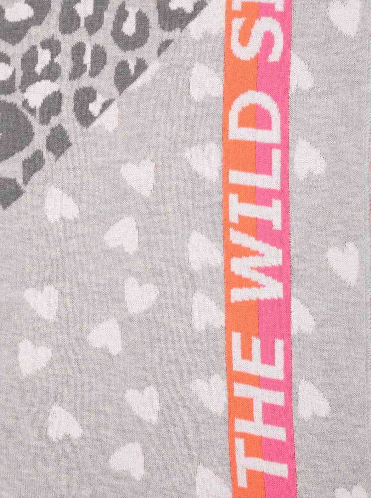 💕 Zwillingsherz Dreieckstuch "Wild Side of Life" Baumwolle Hellgrau Orange Pink