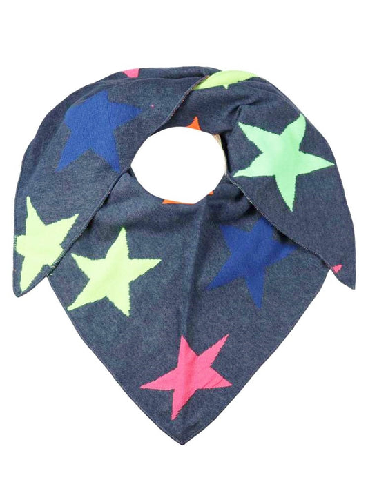 💕 Zwillingsherz Dreieckstuch "Neon" Sterne Baumwolle Jeansblau