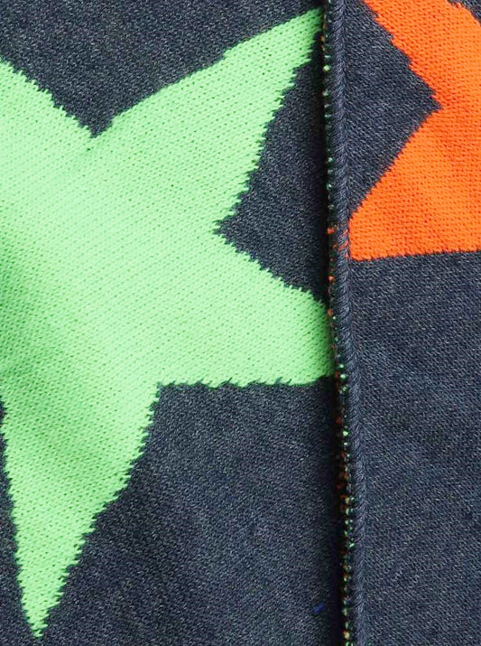 💕 Zwillingsherz Dreieckstuch "Neon" Sterne Baumwolle Jeansblau