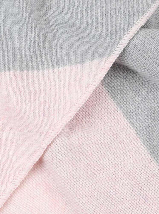 💕 Zwillingsherz Dreieckstuch "Stefanie" Blockstreifen Kaschmir Altrosa Rosa Grau Wollweiß