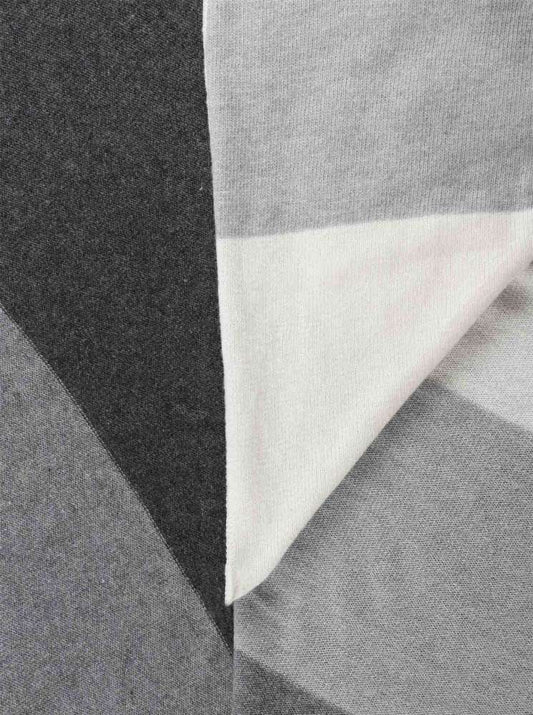 💕 Zwillingsherz Dreieckstuch "Stefanie" Blockstreifen Kaschmir Grau Anthrazit Wollweiß