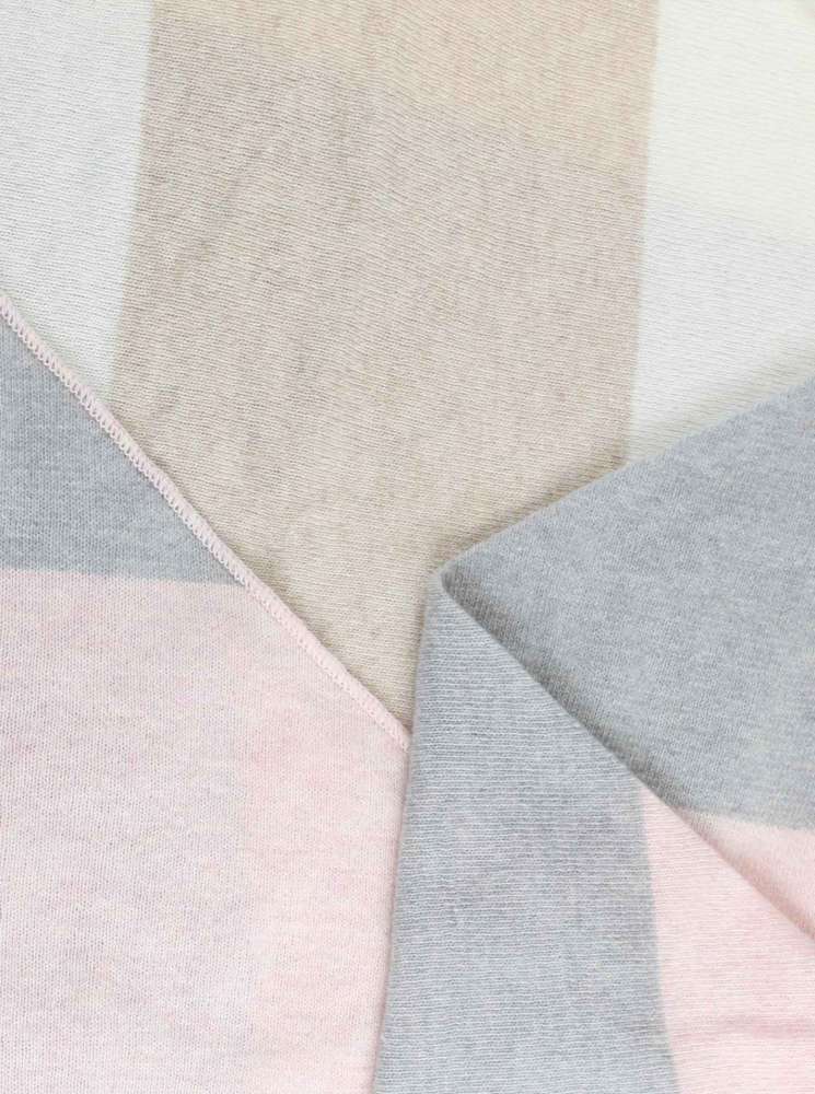 💕 Zwillingsherz Dreieckstuch "Stefanie" Blockstreifen Kaschmir Rosa Grau Wollweiß Hellbeige