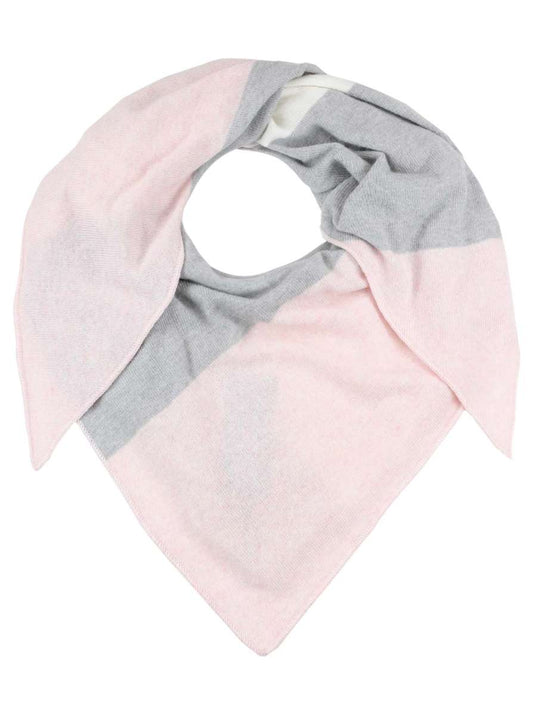 💕 Zwillingsherz Dreieckstuch "Stefanie" Blockstreifen Kaschmir Rosa Grau Wollweiß Hellbeige