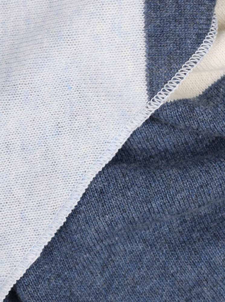 💕 Zwillingsherz Dreieckstuch "Stefanie" Blockstreifen Kaschmir Jeans Hellblau Wollweiß