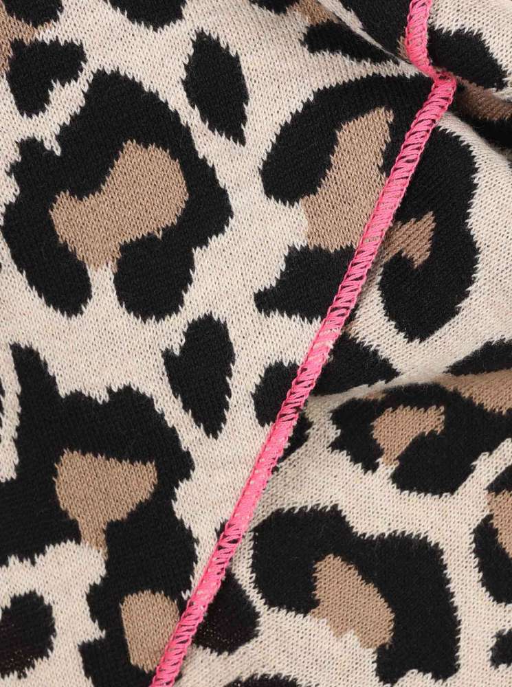 đź’• Zwillingsherz Dreieckstuch "Kristine" Baumwolle Leo Beige mit Pink Rand