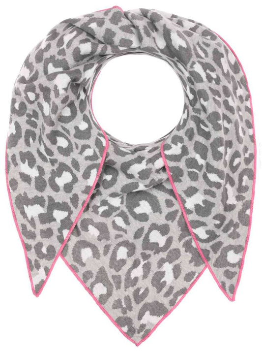 💕 Zwillingsherz Dreieckstuch "Kristine" Baumwolle Leo Hellgrau-Neonrand