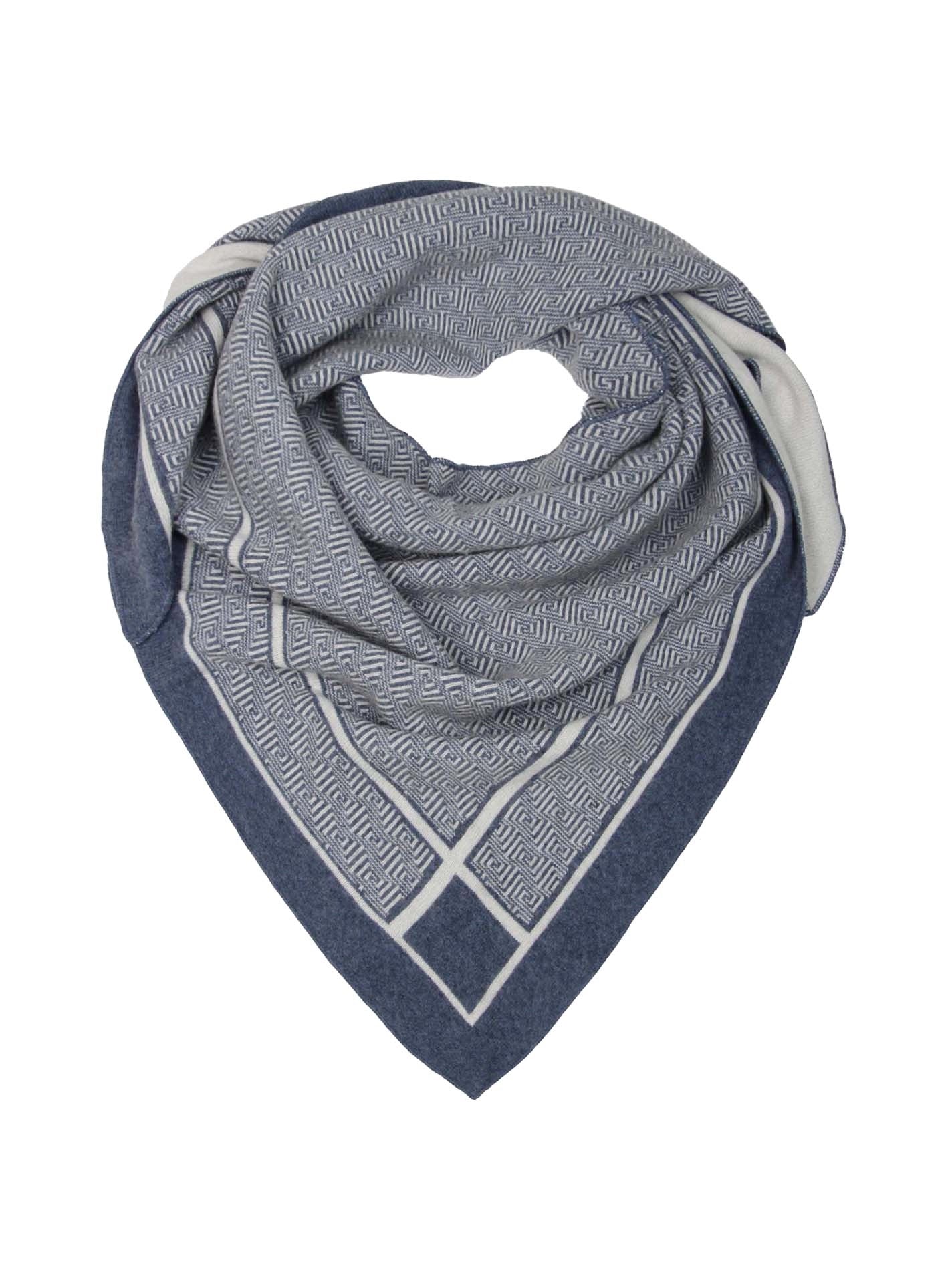 💕 Zwillingsherz Dreieckstuch "Labyrinth Story" mit Kaschmir Jeansblau