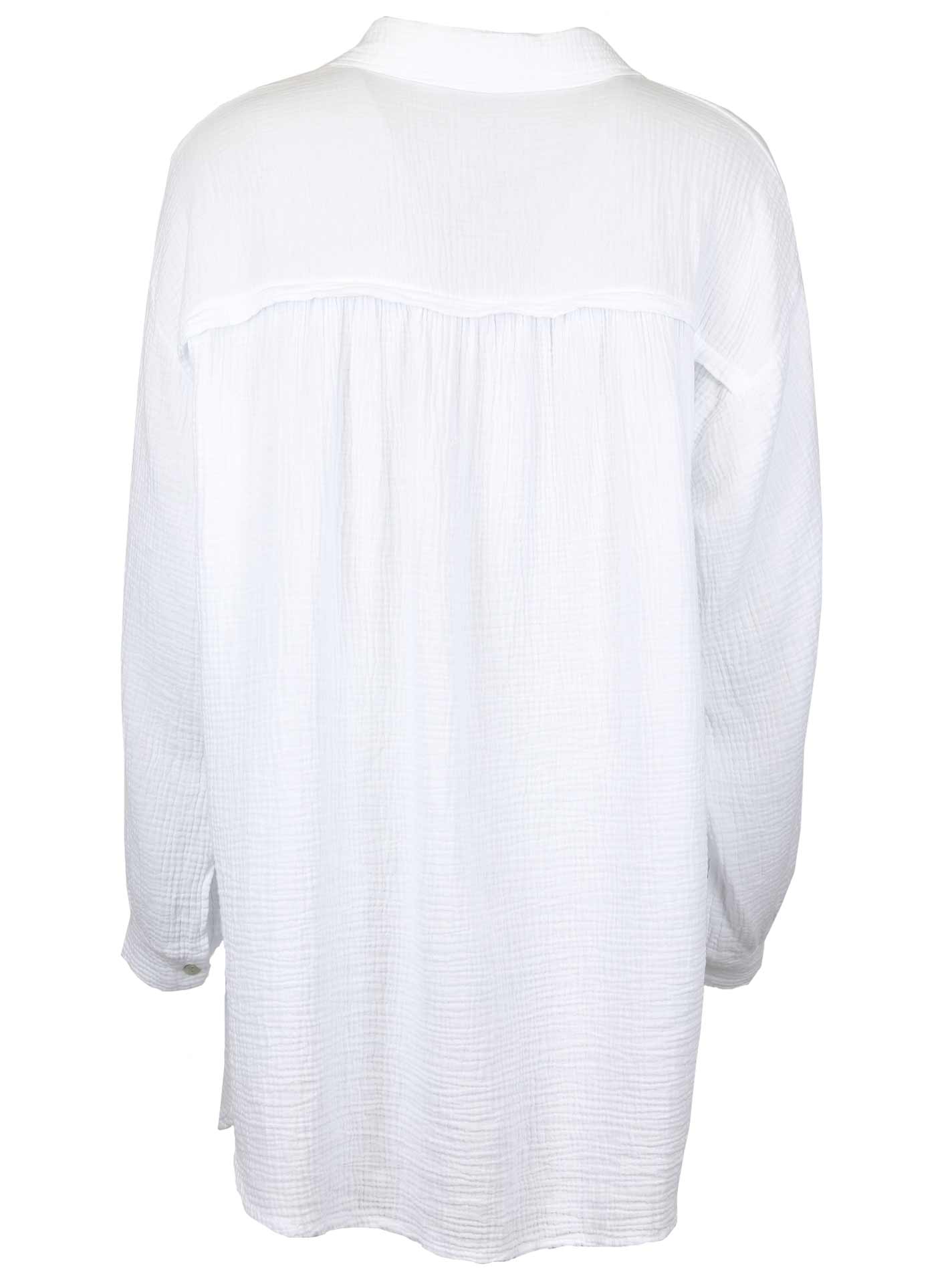 💕 Zwillingsherz Bluse "Rebecca" Longbluse Musselin 100 % Baumwolle Weiß