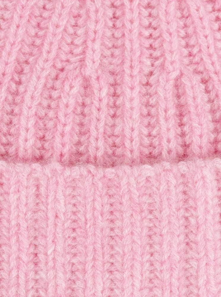 💕 Zwillingsherz Mütze Ribbon Beanie "Luxus" 100 % Kaschmir Gerippt Melangepink