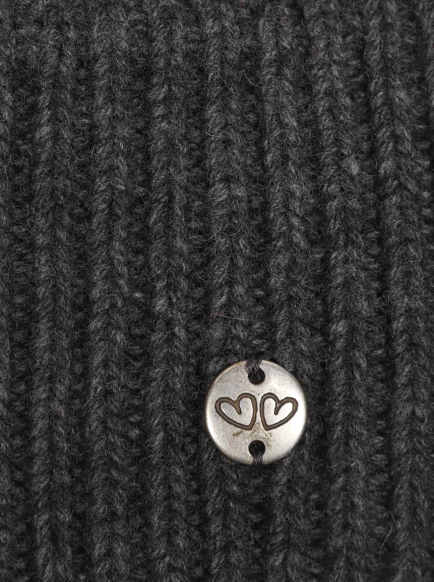 💕 Zwillingsherz Mütze "Monika" Blogger Beanie Wolle nachhaltig Dunkelgrau