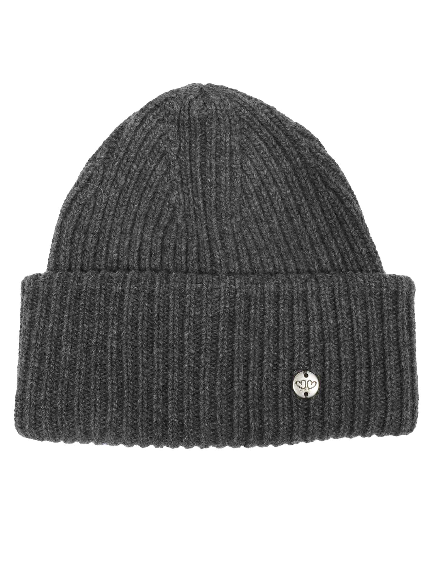 💕 Zwillingsherz Mütze "Monika" Blogger Beanie Wolle nachhaltig Dunkelgrau
