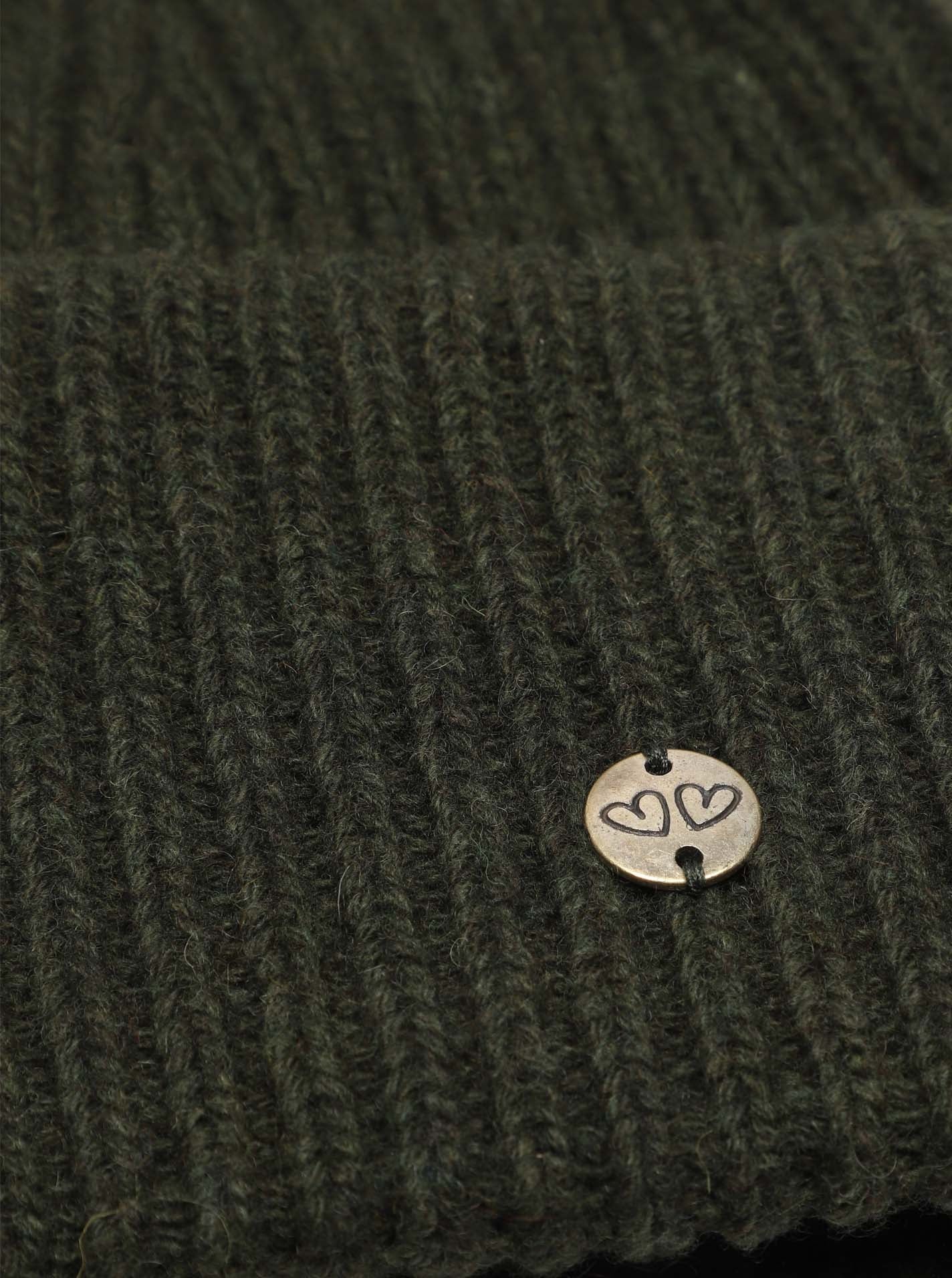 Zwillingsherz Mütze "Monika" Khaki Wolle nachhaltig Khaki