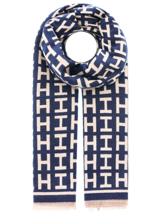 💕 Zwillingsherz Schal "H-Muster" Kuschelschal 100 % Viskose Navy