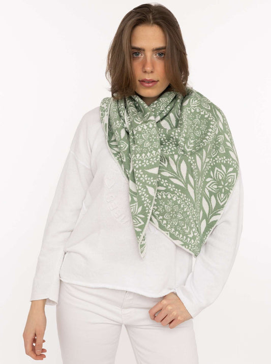 💕 Zwillingsherz Dreieckstuch "Paisley Blätter" Salbei