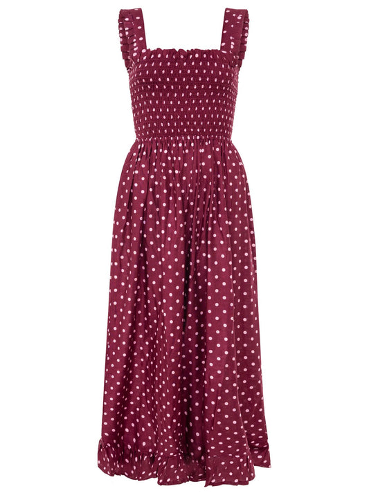 💕 Zwillingsherz Maxikleid "Classic Dots" Bordeaux