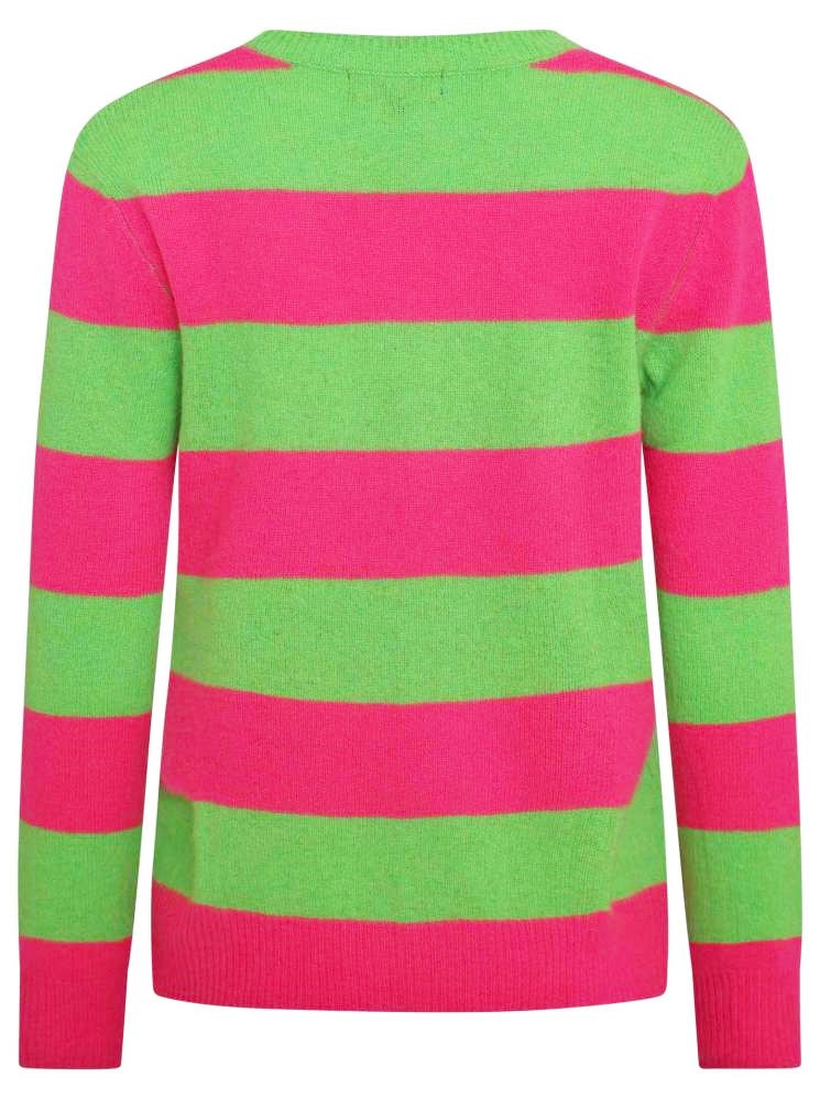 💕 Zwillingsherz Pullover Pulli "Streifen" 100 % Kaschmir Cashmere Neonpink Grün