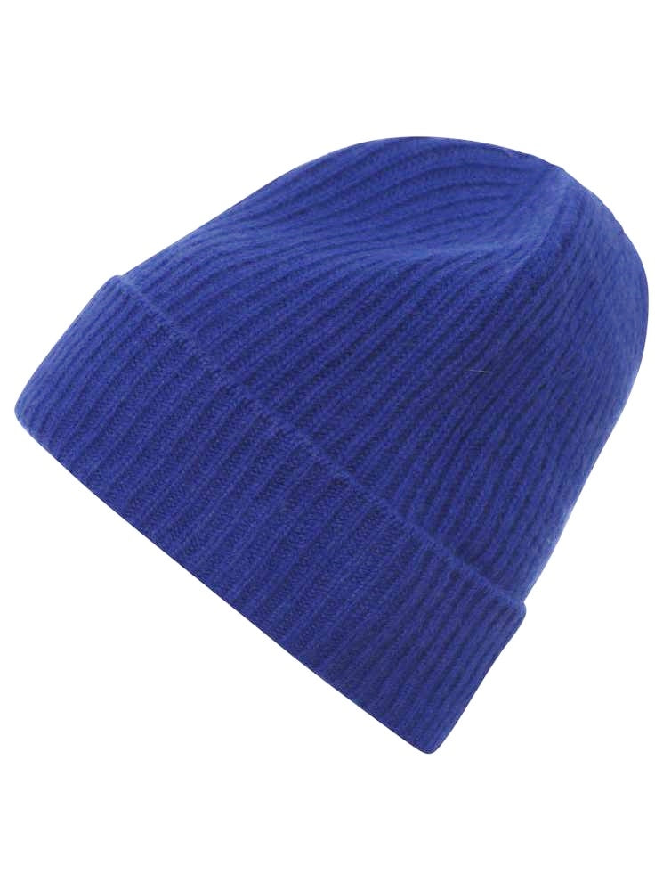 💕 Zwillingsherz Mütze "Ribbon Pattern" 100 % Kaschmir Neonblau