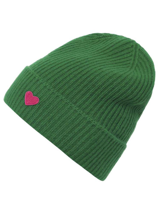 💕 Zwillingsherz Mütze "Heart" 100 % Kaschmir Umschlag Grün