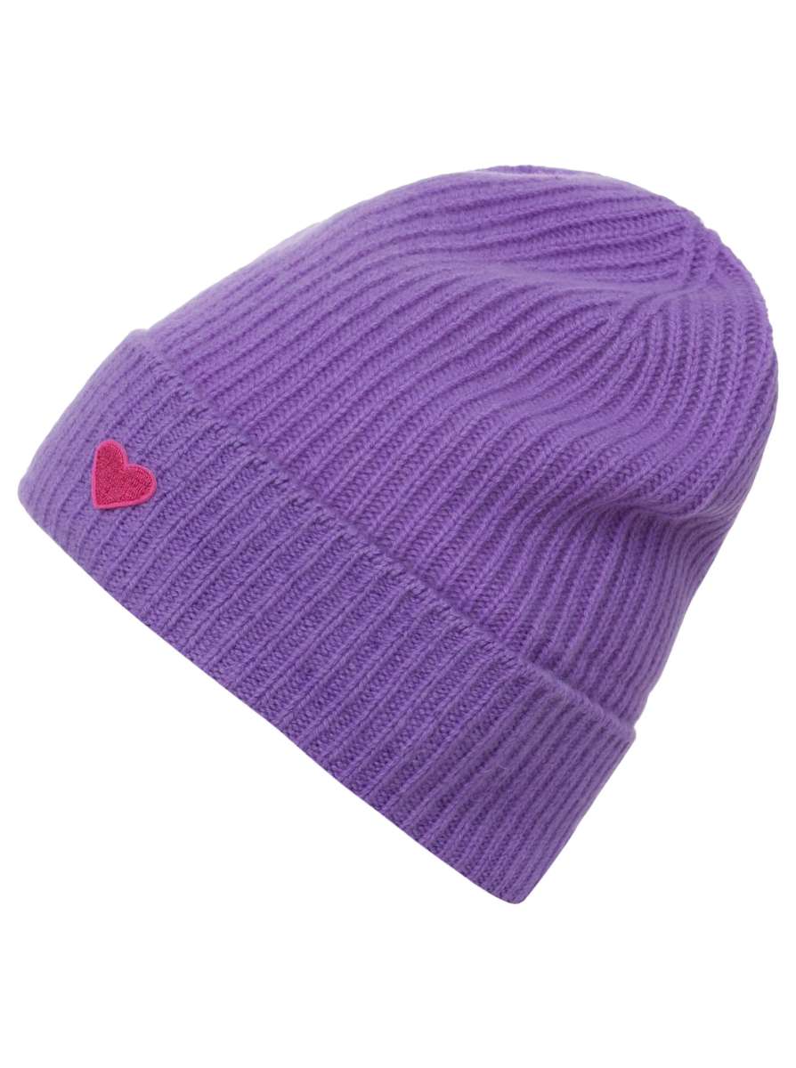 💕 Zwillingsherz Mütze "Heart" 100 % Kaschmir Umschlag Flieder