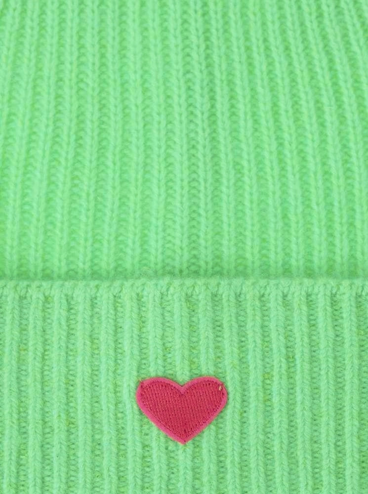 💕 Zwillingsherz Mütze "Ribbon Patch Herz" 100 % Kaschmir Umschlag Mint