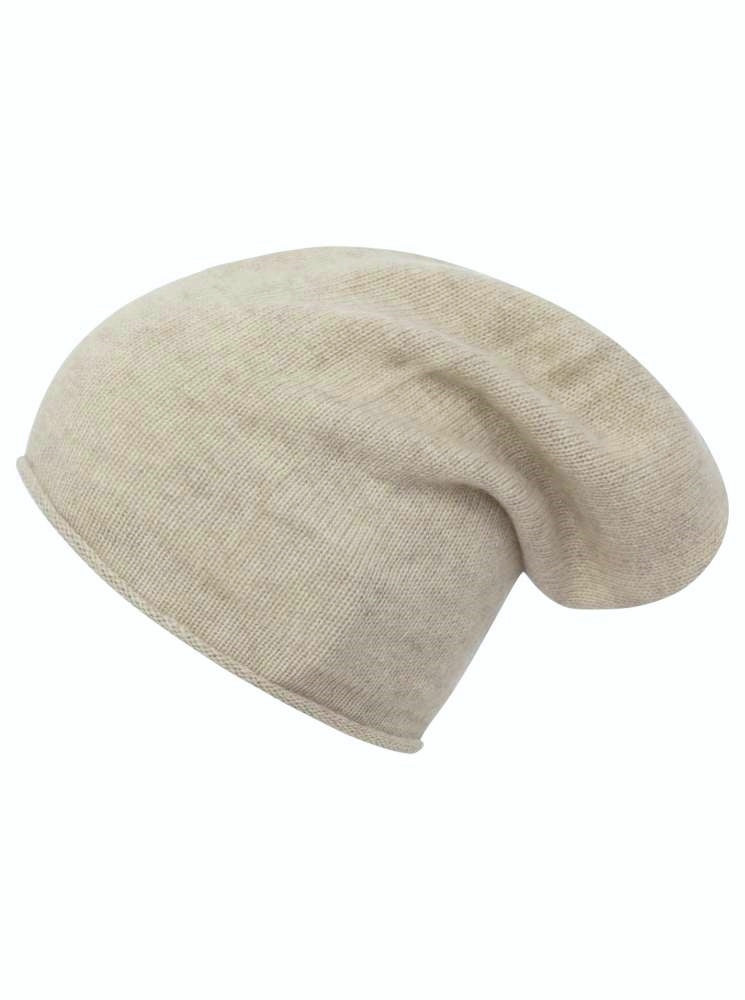 💕 Zwillingsherz Mütze Beanie 100 % Kaschmir Hellbeige