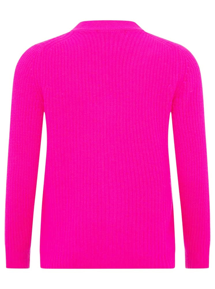 💕 Zwillingsherz Strickjacke "Zürich" Cardigan Riibbed kurz 100 % Kaschmir Neonpink