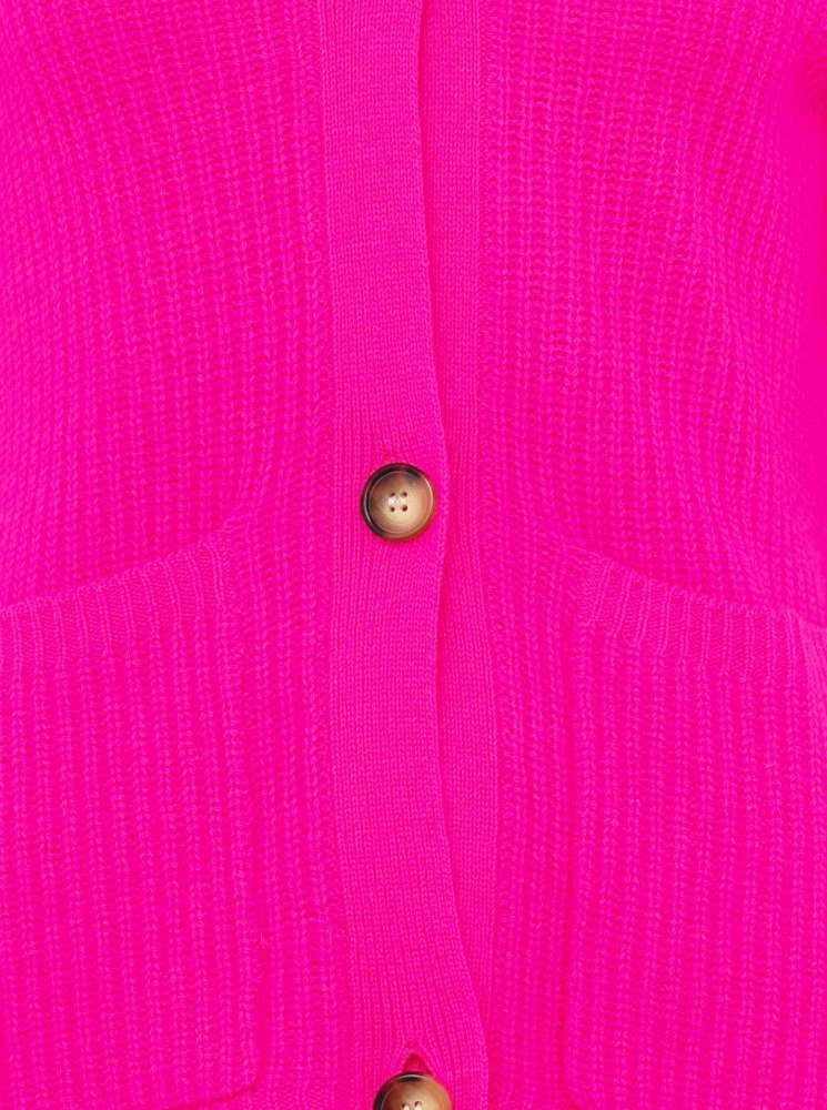 💕 Zwillingsherz Strickjacke "Zürich" Cardigan Riibbed kurz 100 % Kaschmir Neonpink