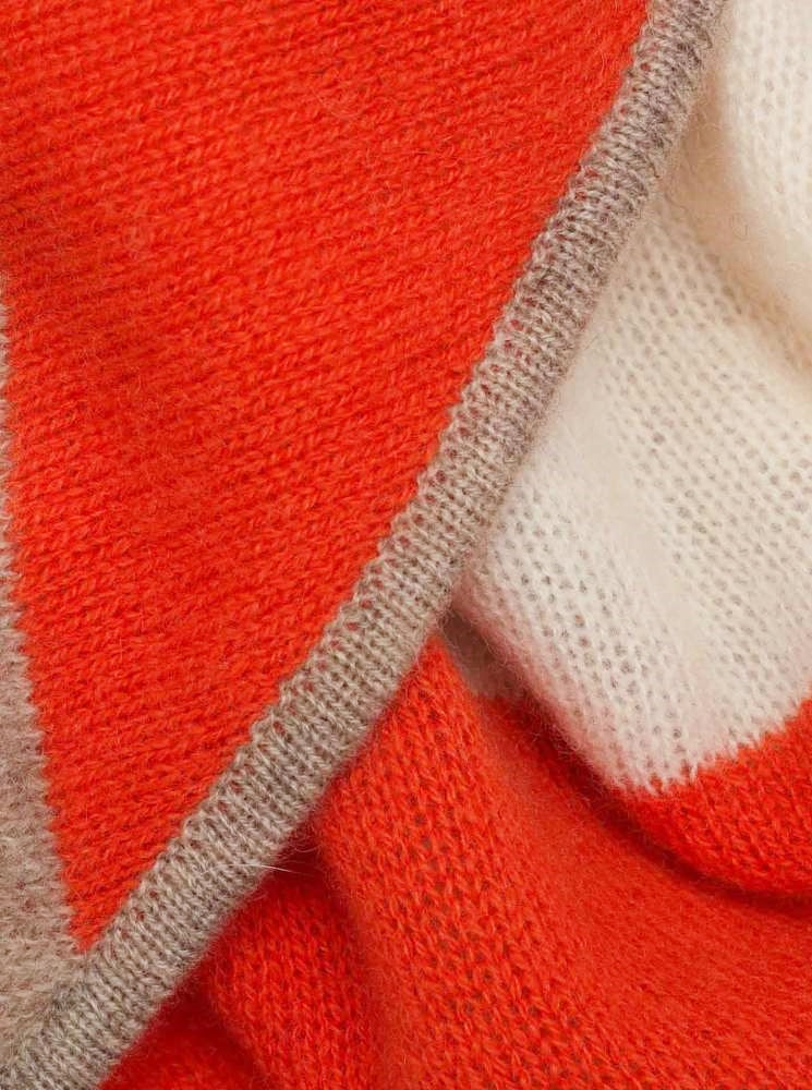 💕 Zwillingsherz Dreieckstuch "Streifen" 100 % Cashmere Kaschmir Beige Orange