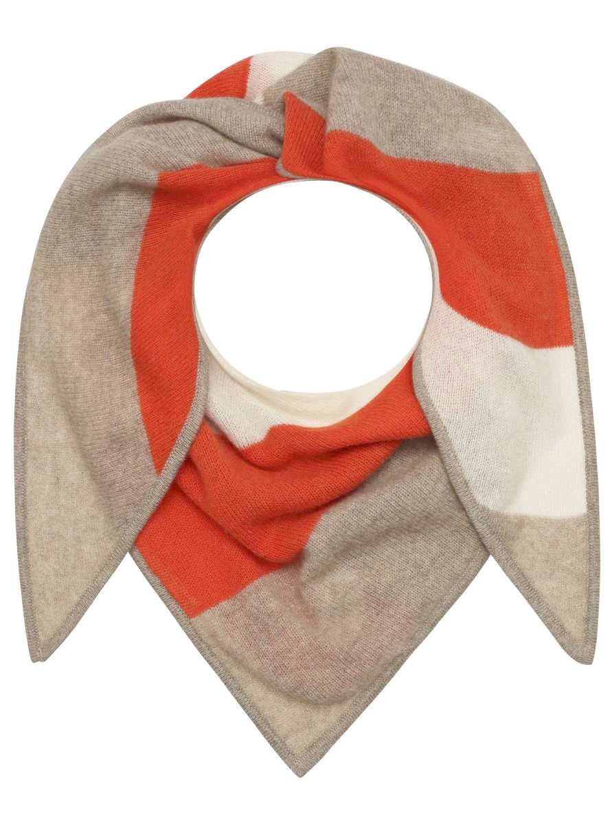 💕 Zwillingsherz Dreieckstuch "Streifen" 100 % Cashmere Kaschmir Beige Orange