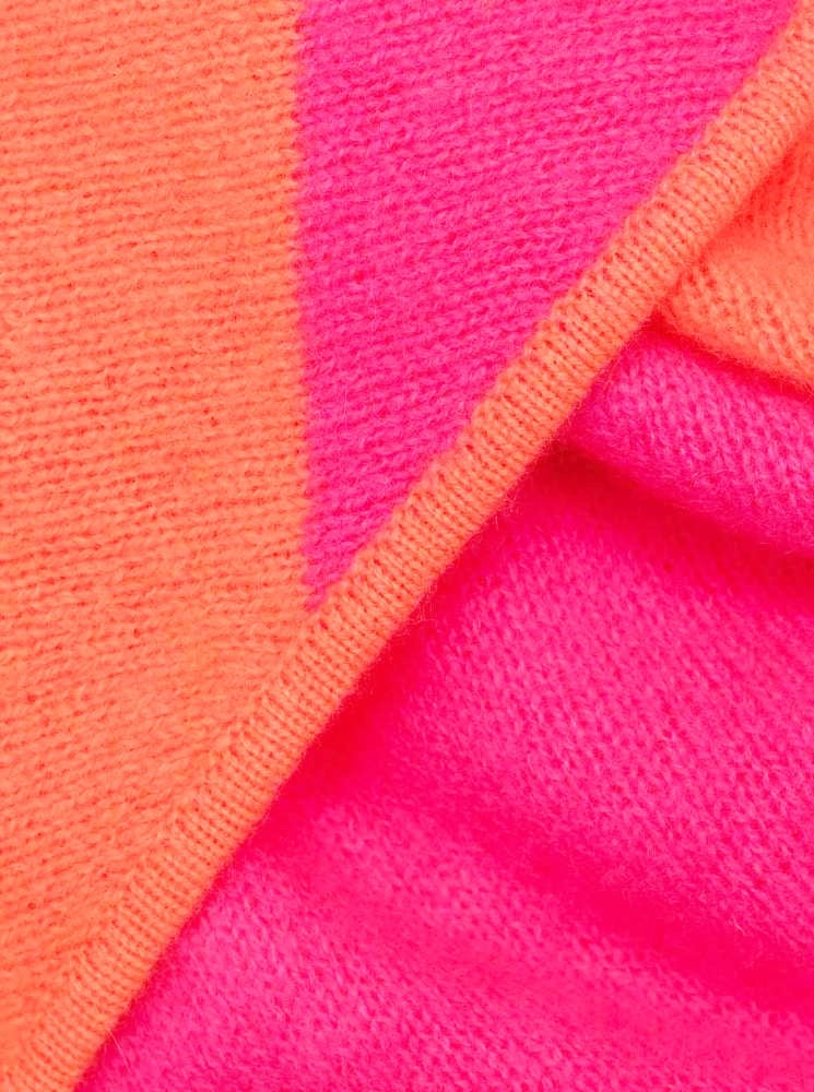 💕 Zwillingsherz Dreieckstuch "Streifen" 100 % Cashmere Kaschmir Pink Orange