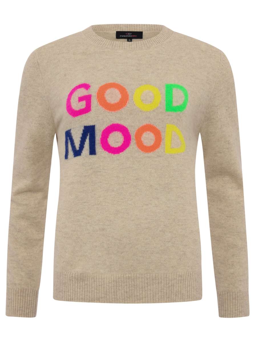 💕 Zwillingsherz Pullover Pulli "Good Mood" 100 % Kaschmir Cashmere Beige