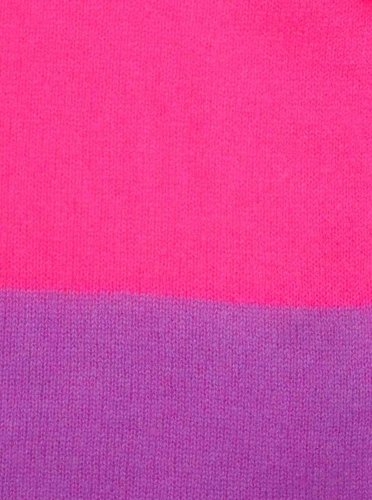 💕 Zwillingsherz XXL Schal "Fransenschal Streifen" 100 % Cashmere Stola Kaschmir Pink Lila