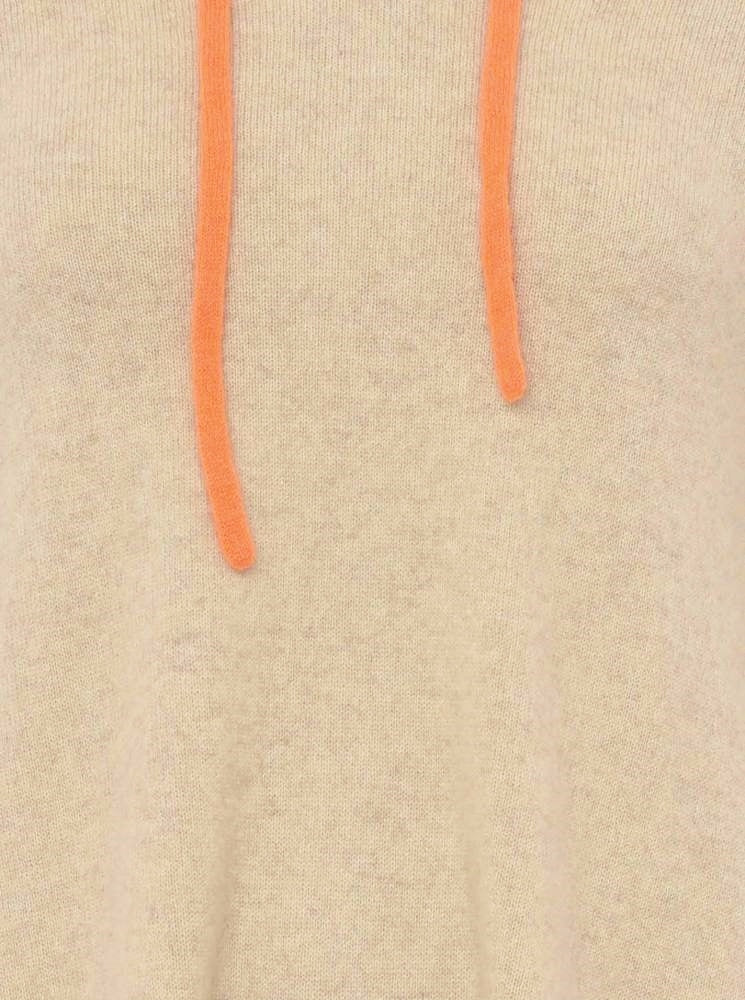 💕 Zwillingsherz Pullover Pulli Hoodie 100 % Kaschmir Kapuze Hellbeige Orange