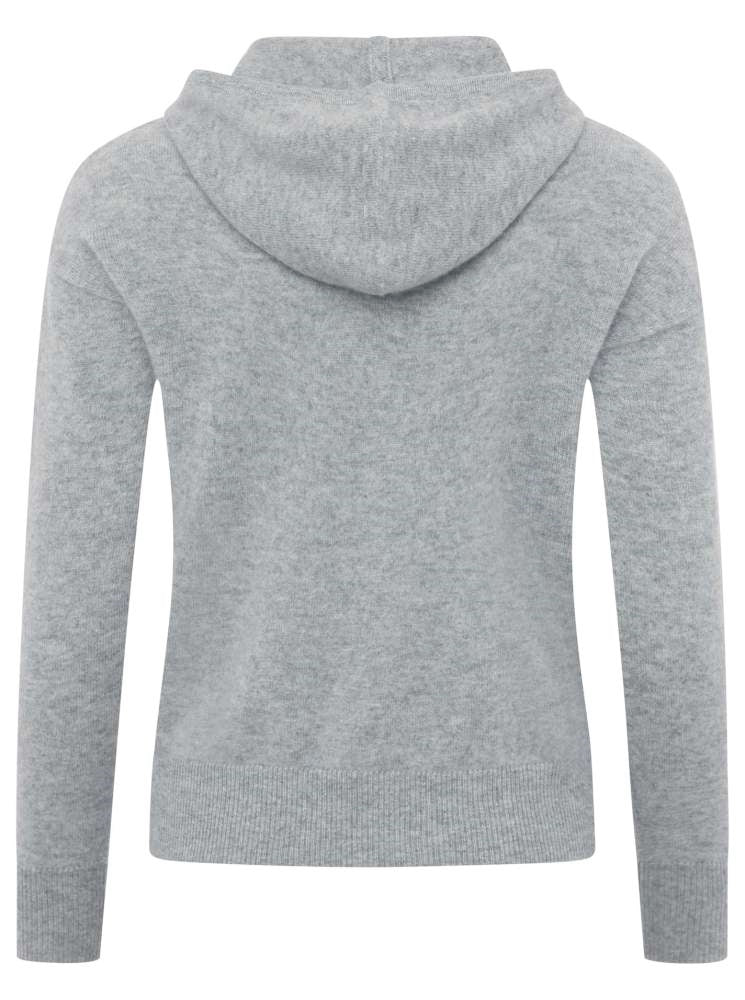 💕 Zwillingsherz Pullover Pulli Kurz Hoodie "Florenz" 100 % Kaschmir Kapuze Hellgrau