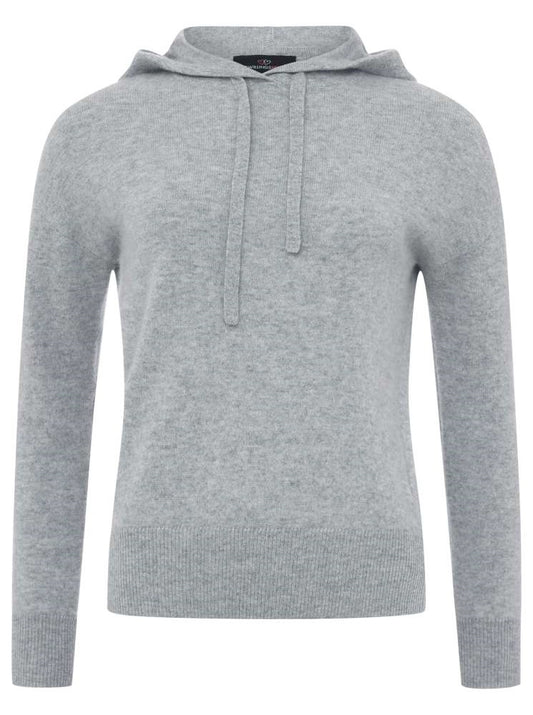 💕 Zwillingsherz Pullover Pulli Kurz Hoodie "Florenz" 100 % Kaschmir Kapuze Hellgrau