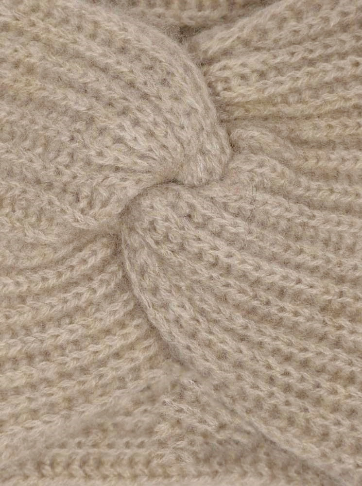 💕 Zwillingsherz Stirnband 100 % Cashmere "Rippen" Beige