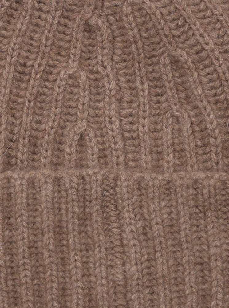 💕 Zwillingsherz Mütze Ribbon Beanie Herren "Luxus" 100 % Kaschmir Gerippt Braun