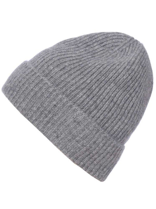 💕 Zwillingsherz Herren-Mütze "Ribbon Pattern" 100 % Kaschmir Mittelgrau