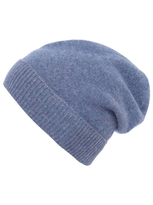 💕 Zwillingsherz Mütze "Ribbon Edge Beanie" 100 % Kaschmir Jeansblau