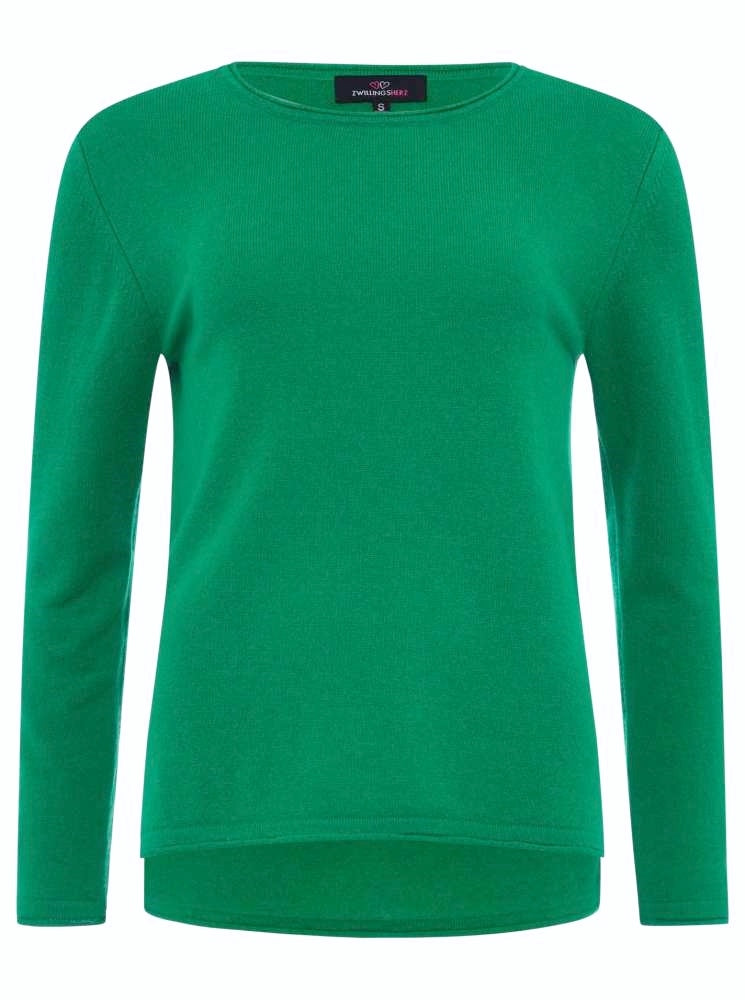 💕 Zwillingsherz Pullover Pulli "Rundhals" 100 % Kaschmir Cashmere Grün