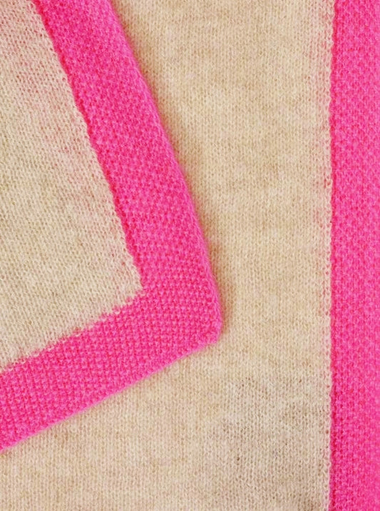 💕 Zwillingsherz XXL Schal "Neon Rand" Kaschmir Hellbeige