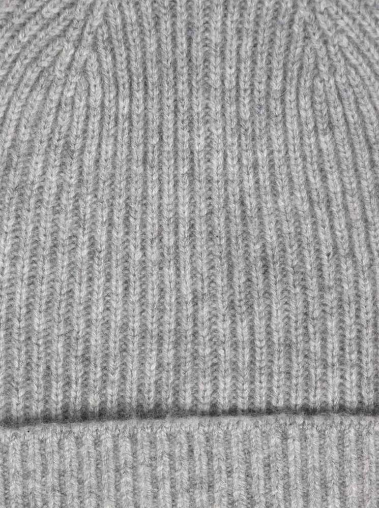 💕 Zwillingsherz Mütze "Ribbon Pattern" 100 % Kaschmir Hellgrau