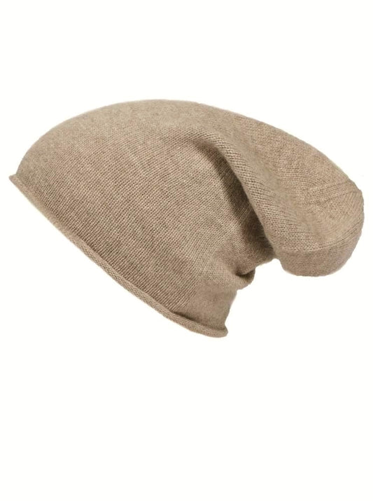 💕 Zwillingsherz Mütze Beanie 100 % Kaschmir Dunkelbeige