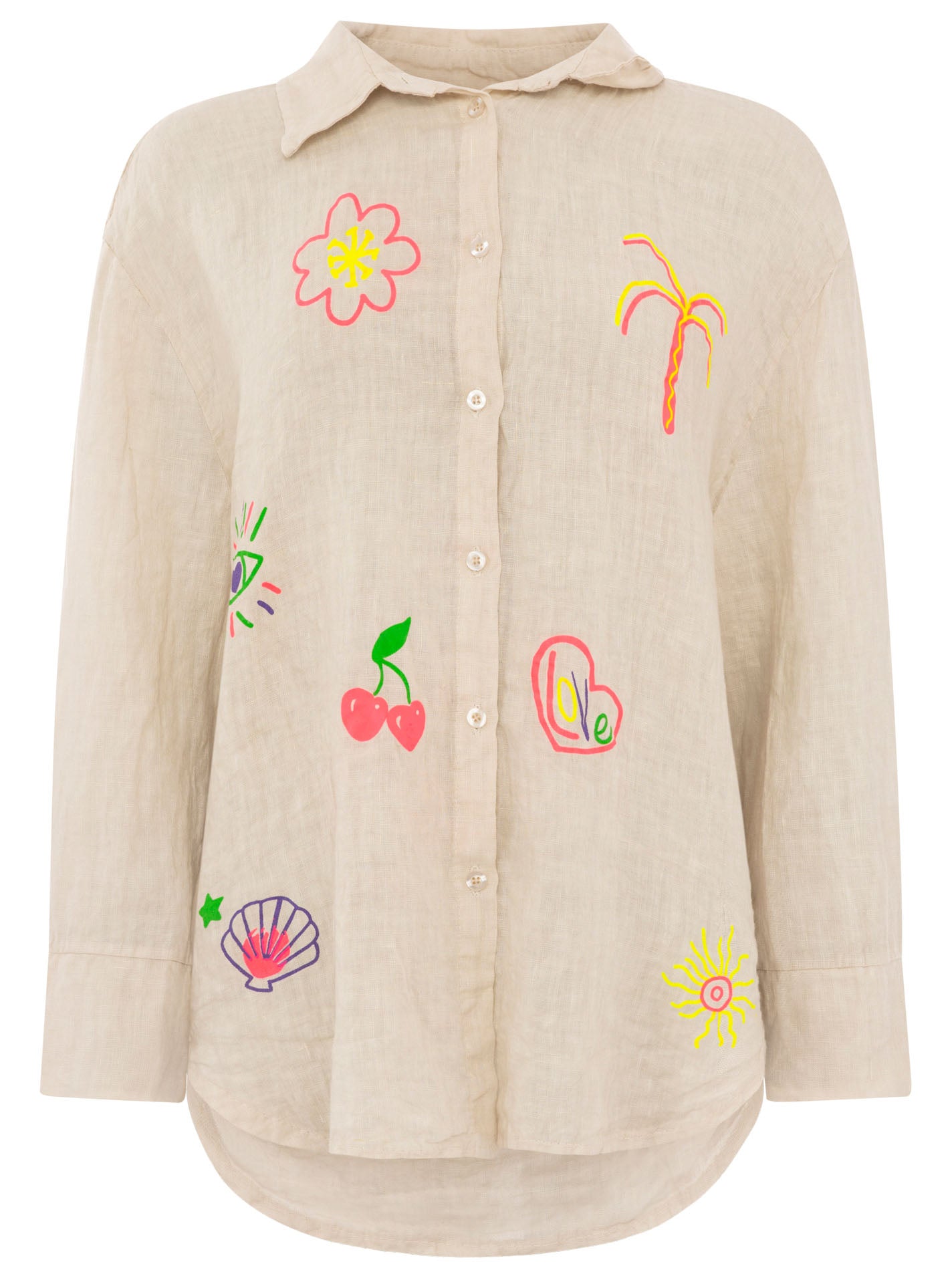 💕 Zwillingsherz 100 % Leinen Bluse "Neon" Beige