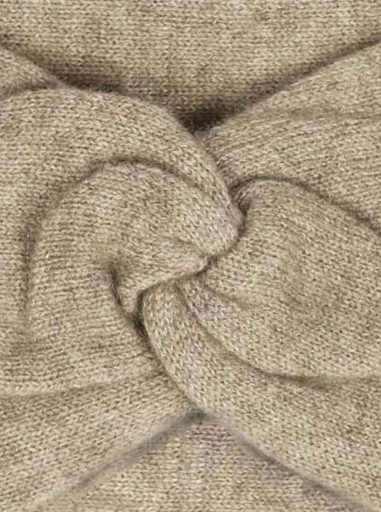 💕 Zwillingsherz Stirnband 100 % Cashmere "Knoten" Mittelbeige