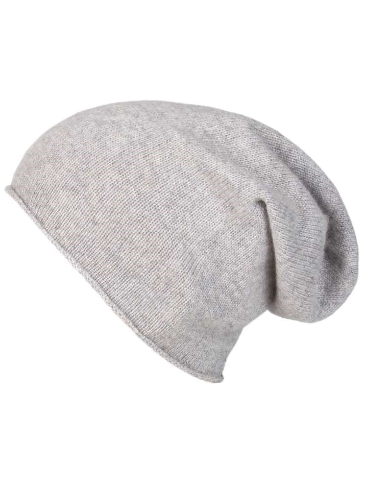 💕 Zwillingsherz Herren Mütze Beanie 100 % Kaschmir Hellgrau