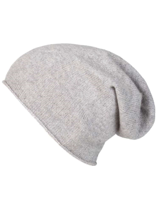 💕 Zwillingsherz Herren Mütze Beanie 100 % Kaschmir Hellgrau